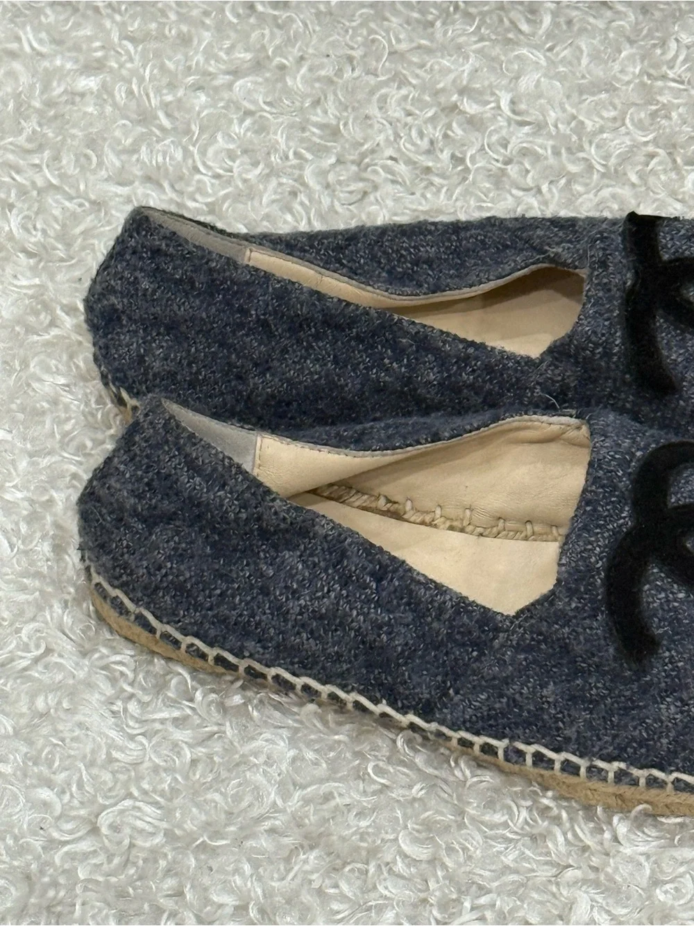 Chanel Grey and Black Tweed Espadrilles Size 38